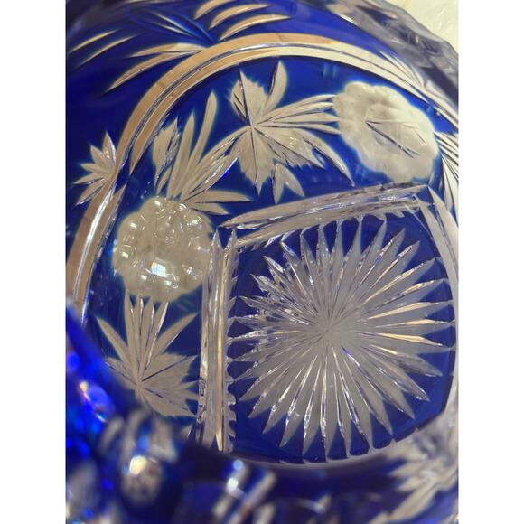 Vintage Bohemian Cobalt Blue Lead Crystal Basket - Picture 9 of 11